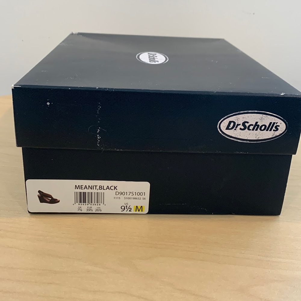 Dr Scholls Black Open Toe Block Wedge - image 2